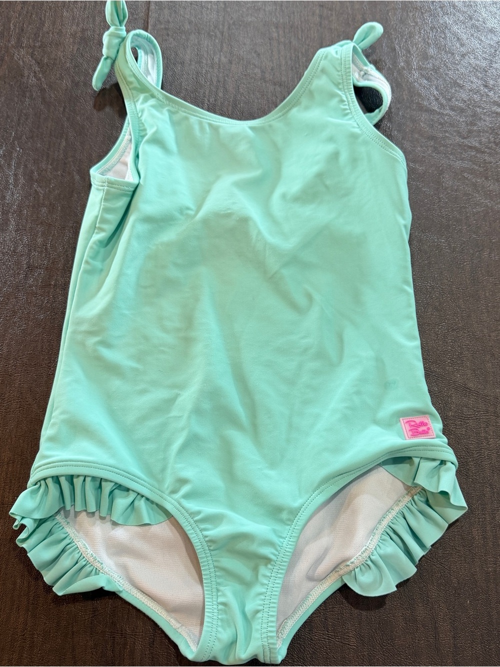 Kids Mint Green Ruffle One-Piece Swimsuit Sz 7